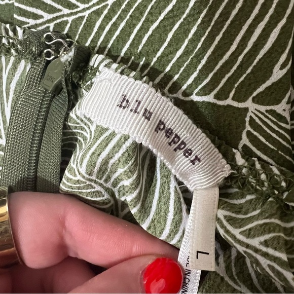 Blu Pepper Spaghetti Strap Square Neck Wrap Green Dress Lg Tropical Resortwear - Picture 6 of 10